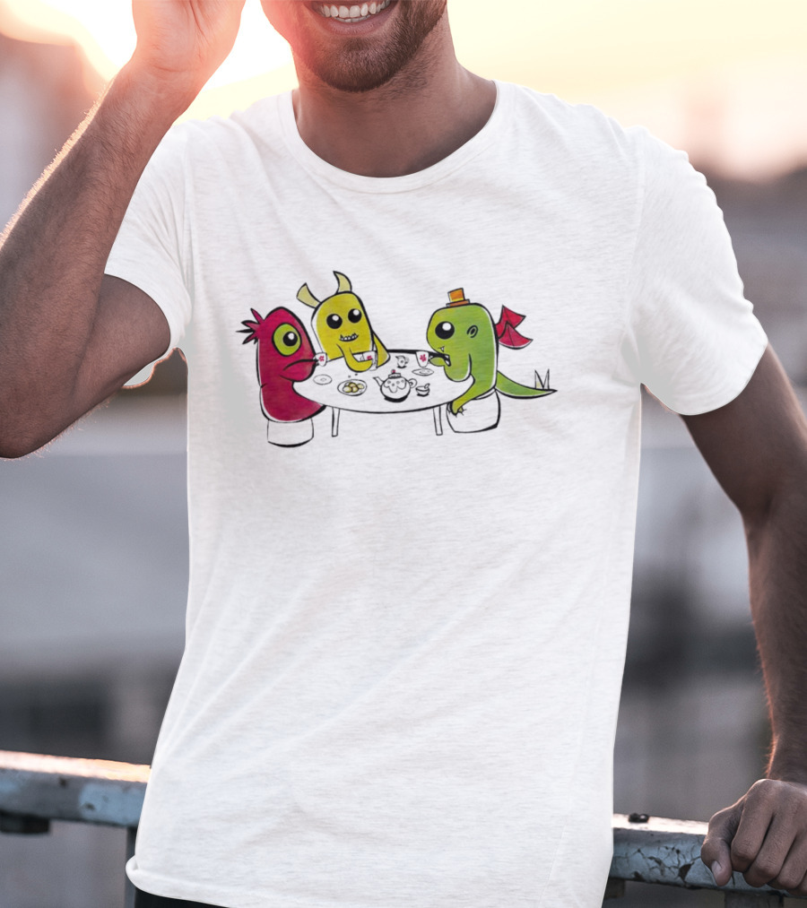 Monster Tea Party At Table With Cookies And Teacups T-Shirt