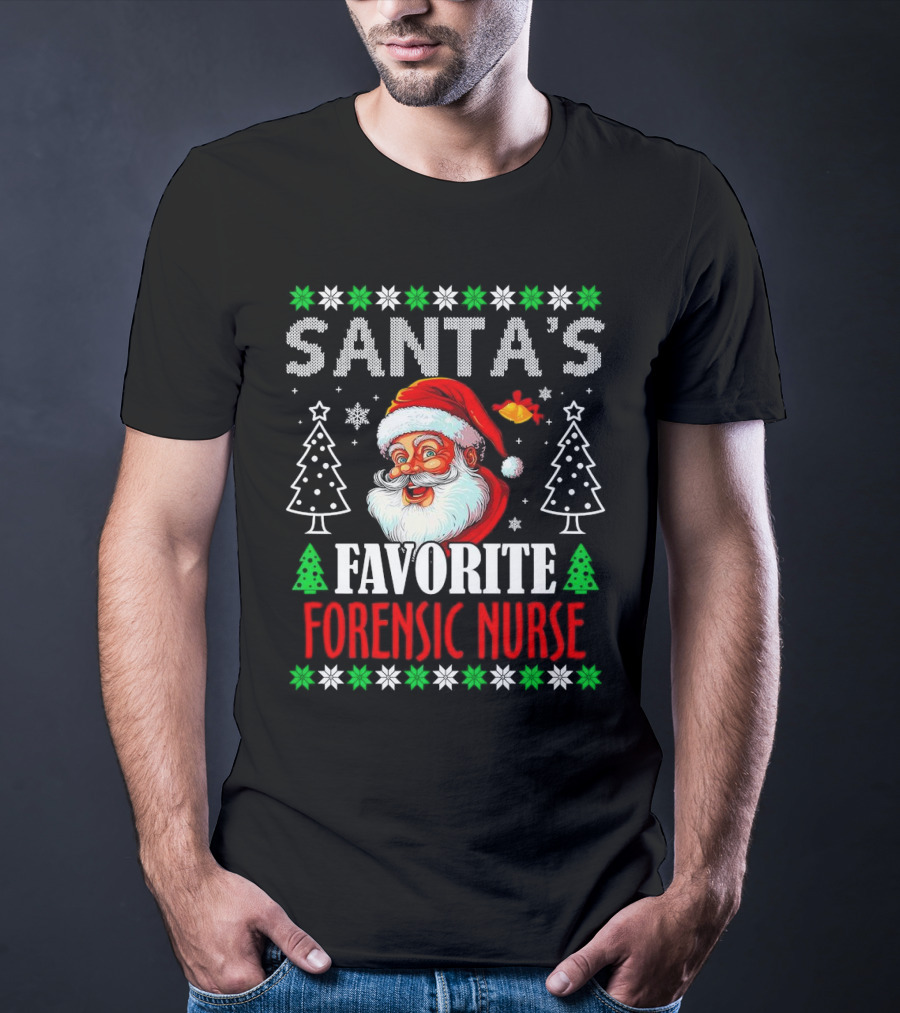 Santa's Favorite Forensic Nurse Christmas Holiday T-Shirt