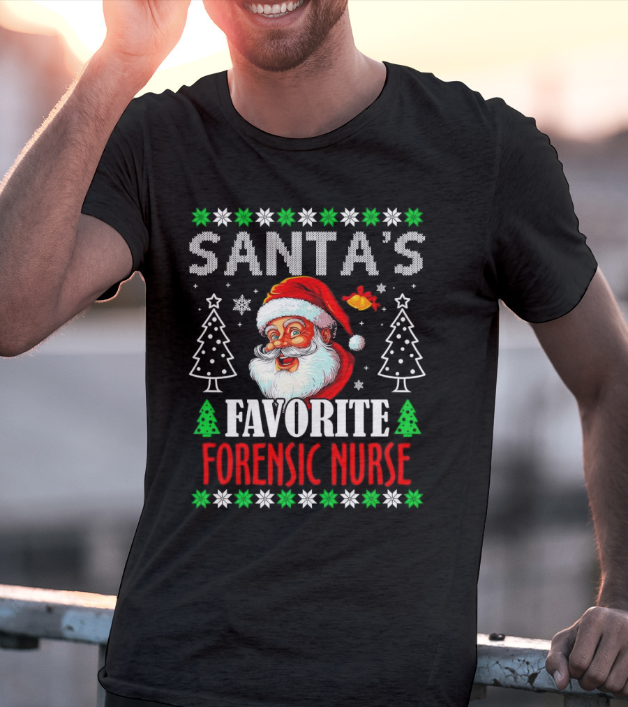 Santa's Favorite Forensic Nurse Christmas Holiday T-Shirt