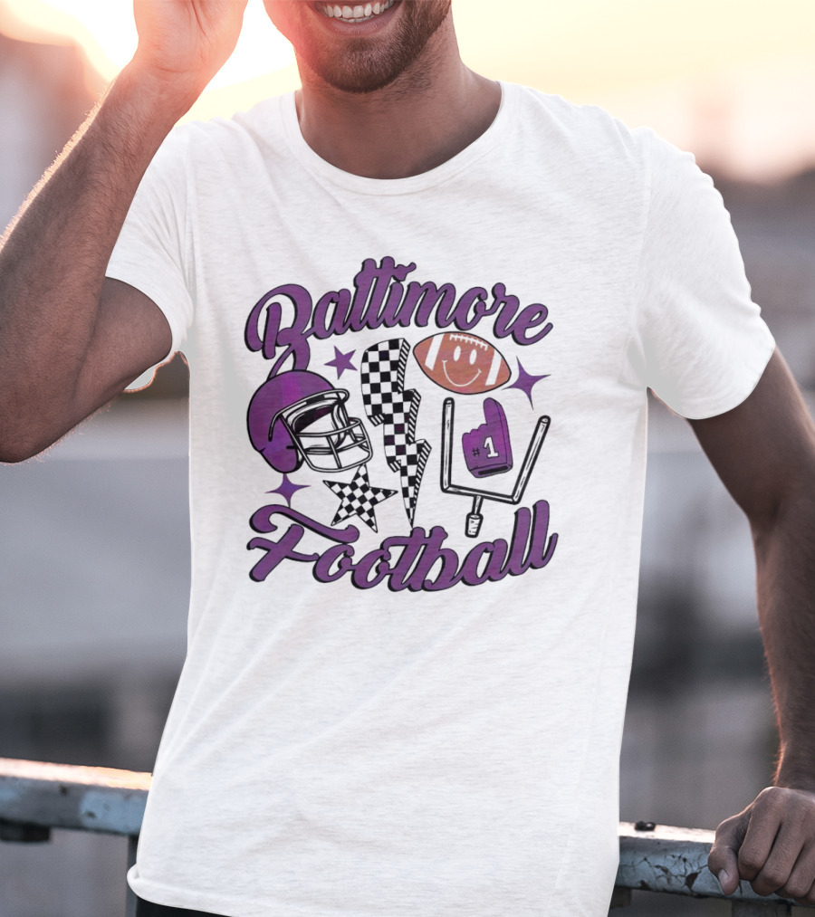 Baltimore Football NFL Team Helmet Smile Number One T-Shirt