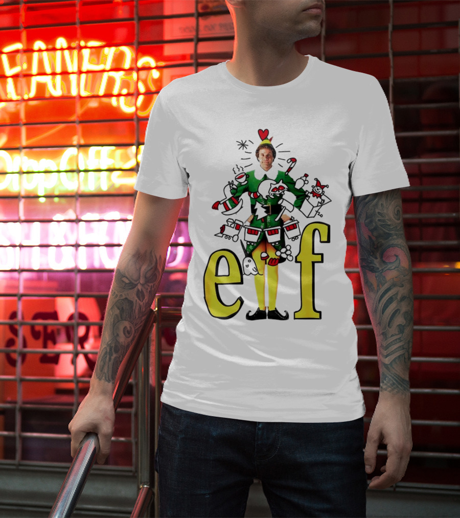 Elf Movie Inspired Christmas Sketch Design Featuring Iconic Character T-Shirt