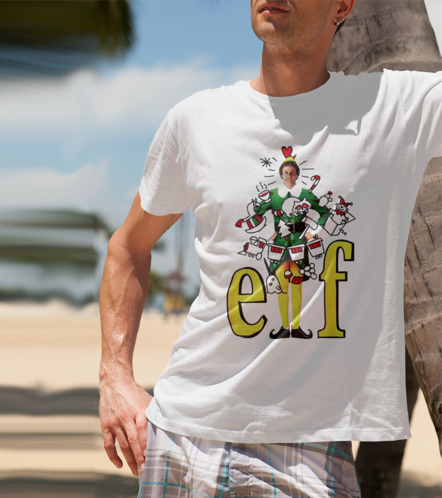 Elf Movie Inspired Christmas Sketch Design Featuring Iconic Character T-Shirt