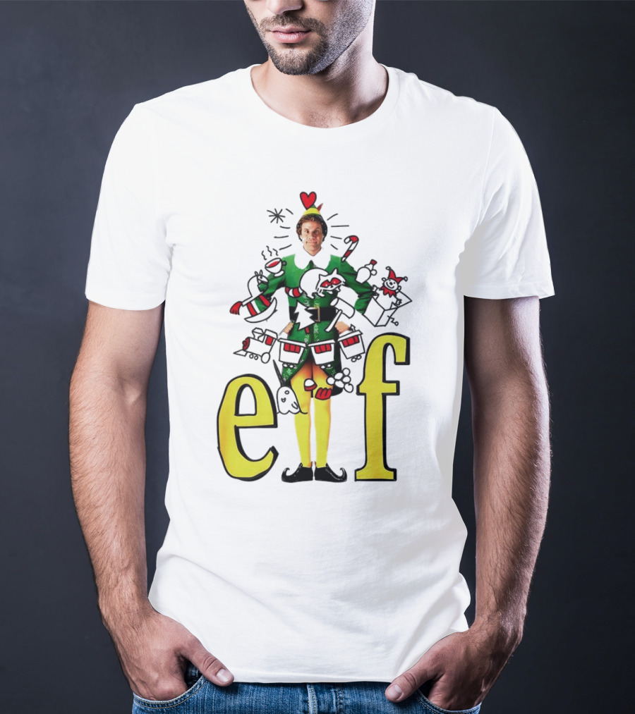 Elf Movie Inspired Christmas Sketch Design Featuring Iconic Character T-Shirt