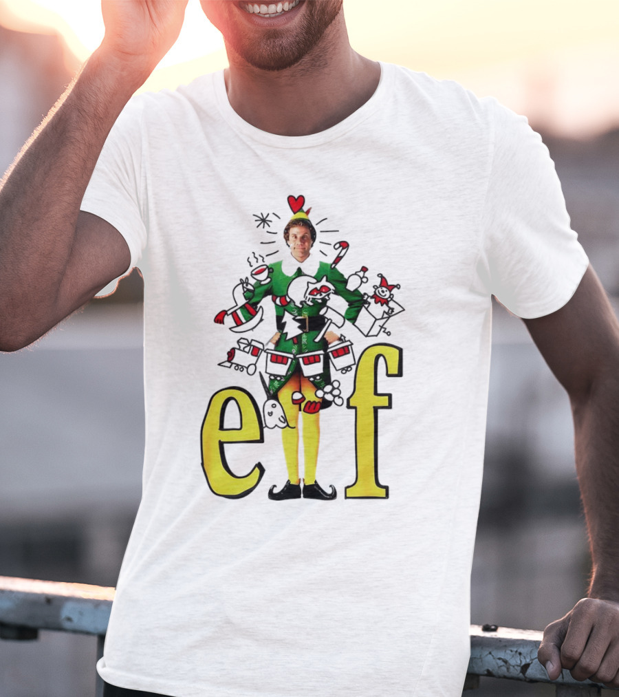 Elf Movie Inspired Christmas Sketch Design Featuring Iconic Character T-Shirt