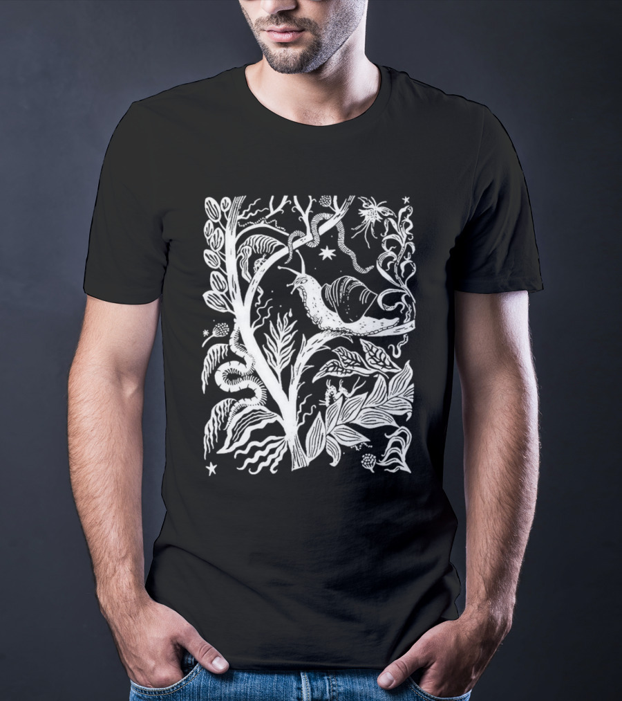 Elispencer November Enchanted Forest Snail Motif T-Shirt