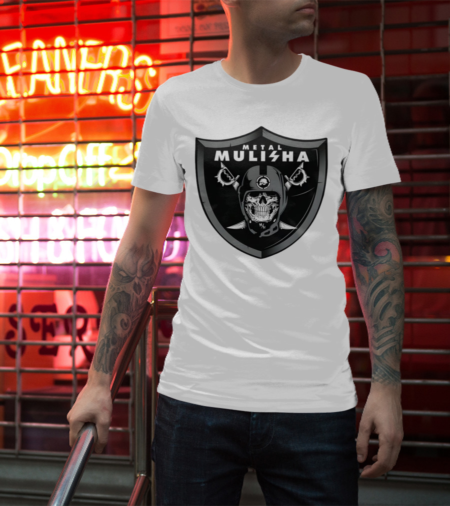 Las Vegas Raiders Skull Metal Mulisha Shield Halloween Helmets Swords T-Shirt