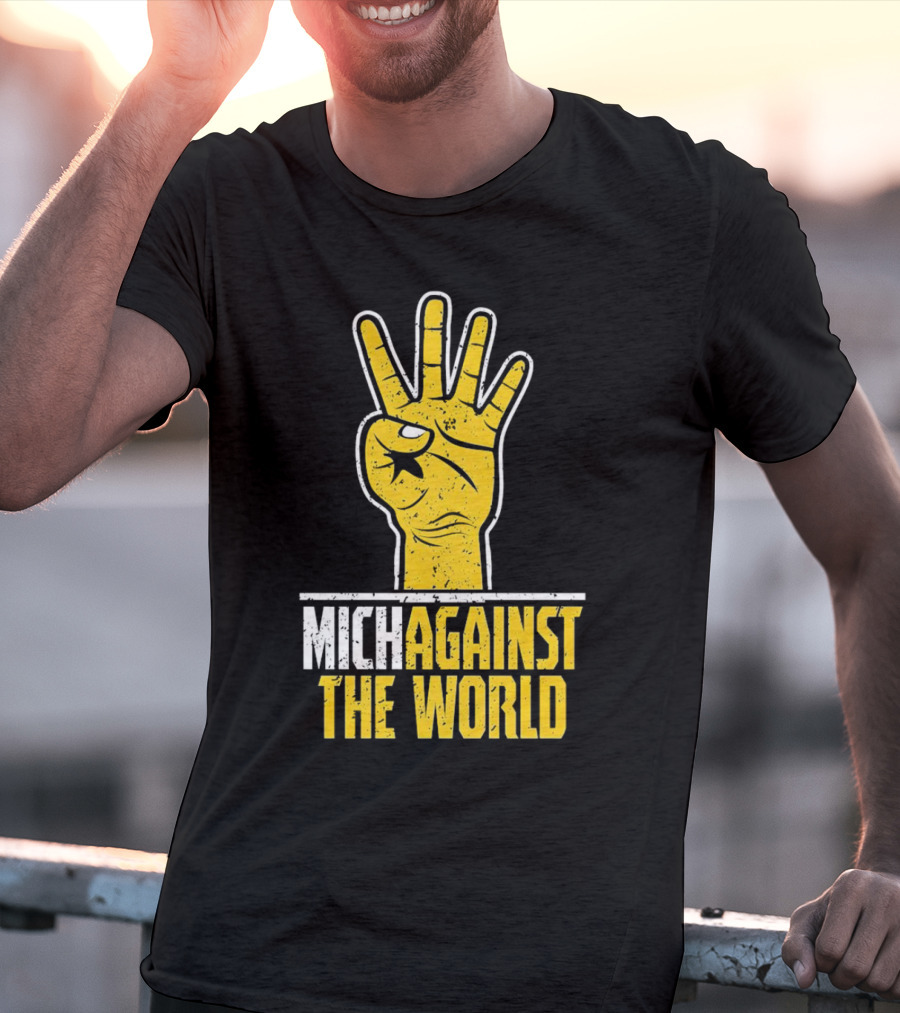 Mich Against The World Football Fan Hand T-Shirt