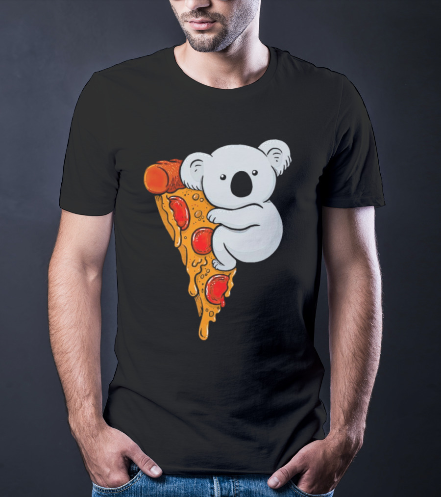 Koala Hugging Pizza Slice Cartoon T-Shirt