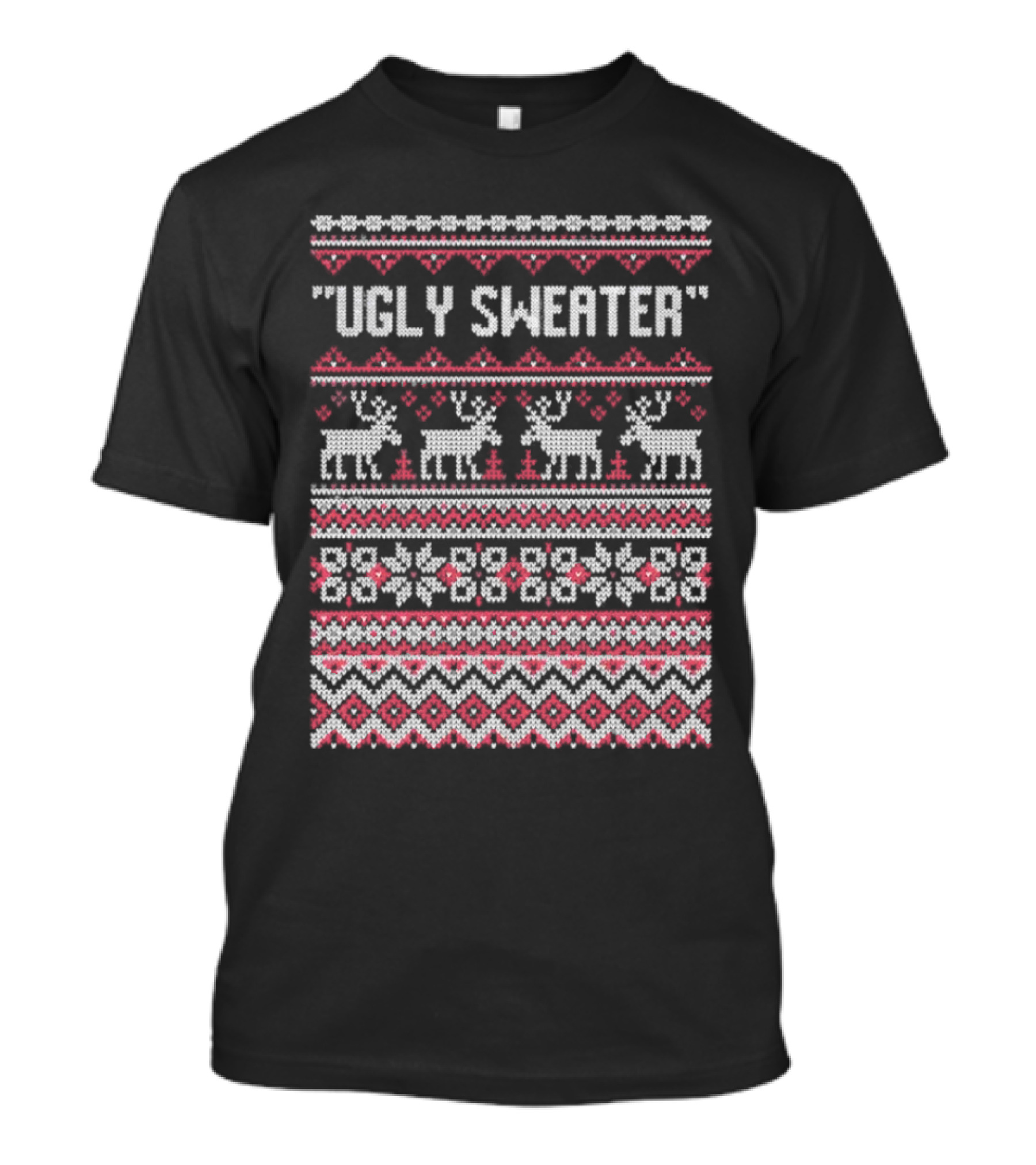 Ugly Sweater Christmas Reindeer Snowflake T-Shirt