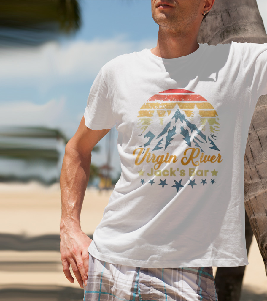Virgin River Jack's Bar Retro Mountain Sunset Stars T-Shirt