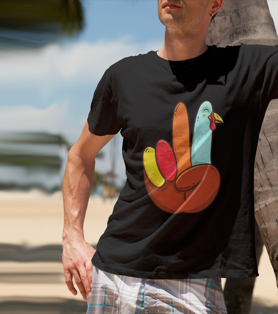 Peace For Turkeys Hand Gesture Turkey Pardon Humor T-Shirt