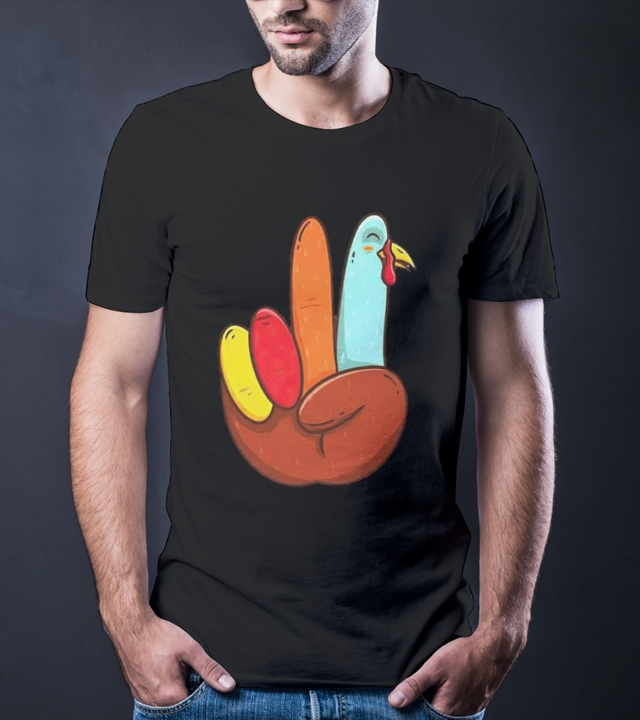 Peace For Turkeys Hand Gesture Turkey Pardon Humor T-Shirt