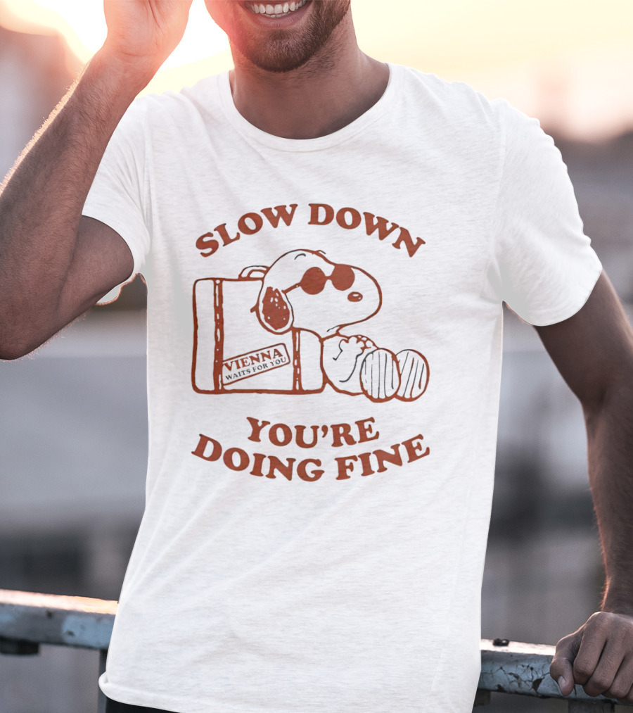 Snoopy Slow Down You’re Doing Fine Vienna Waffle Box T-Shirt
