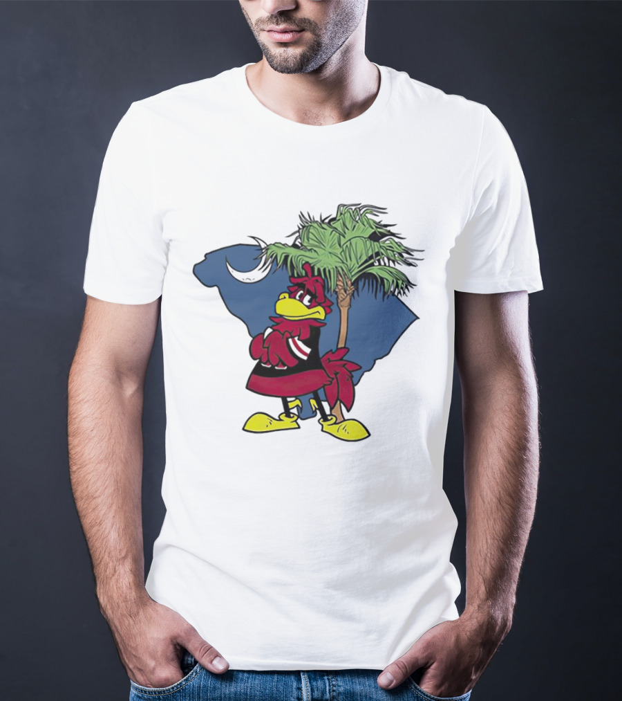 South Carolina Gamecocks Mascot State Emblem Palmetto Tree And Crescent Moon T-Shirt