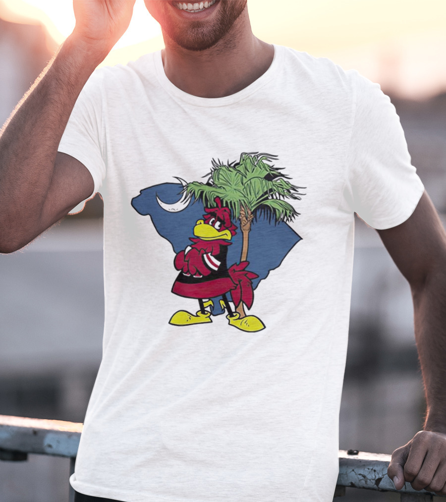 South Carolina Gamecocks Mascot State Emblem Palmetto Tree And Crescent Moon T-Shirt
