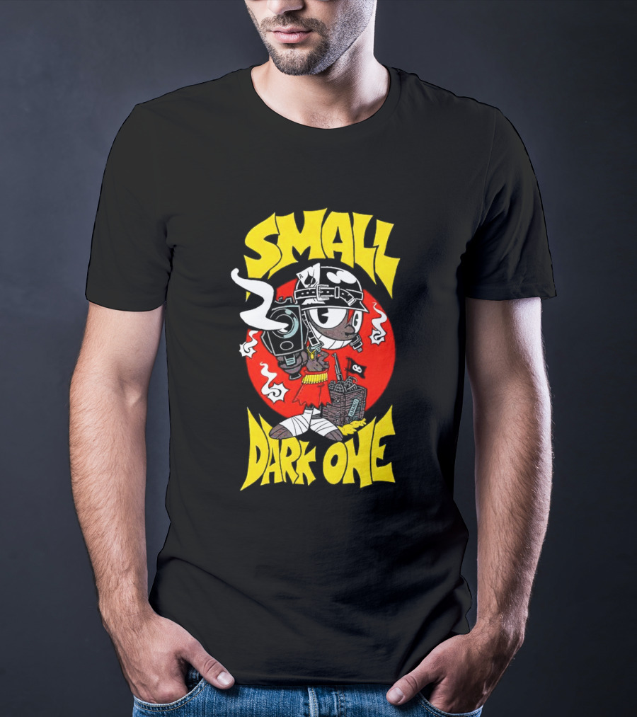 Small Dark One Gunsmoke Skateboard Pizza Character T-Shirt