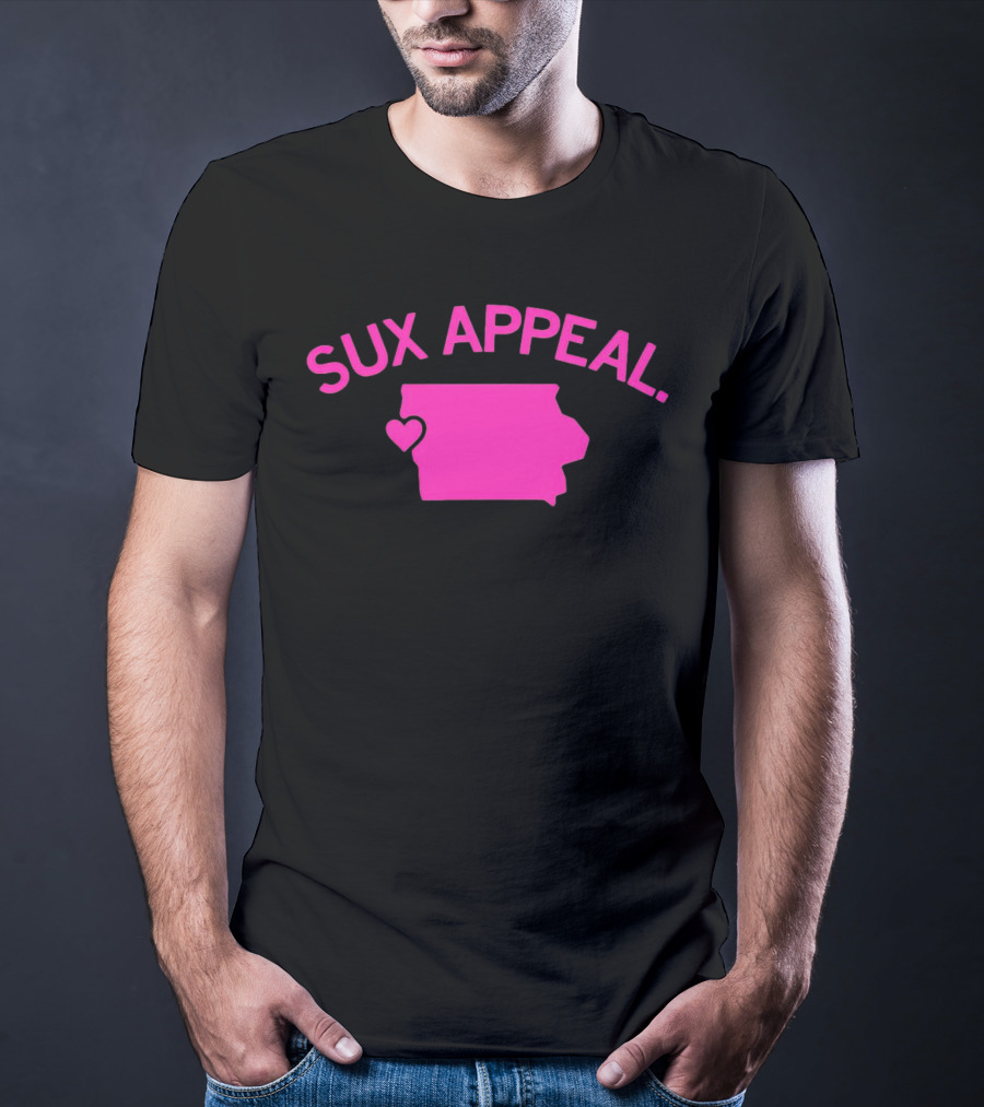 Sux Appeal Pink Iowa Heart Map T-Shirt