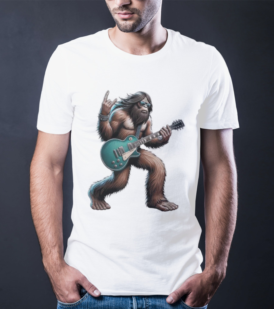 Bigfoot Rocking Out With Electric Guitar T-Shirt