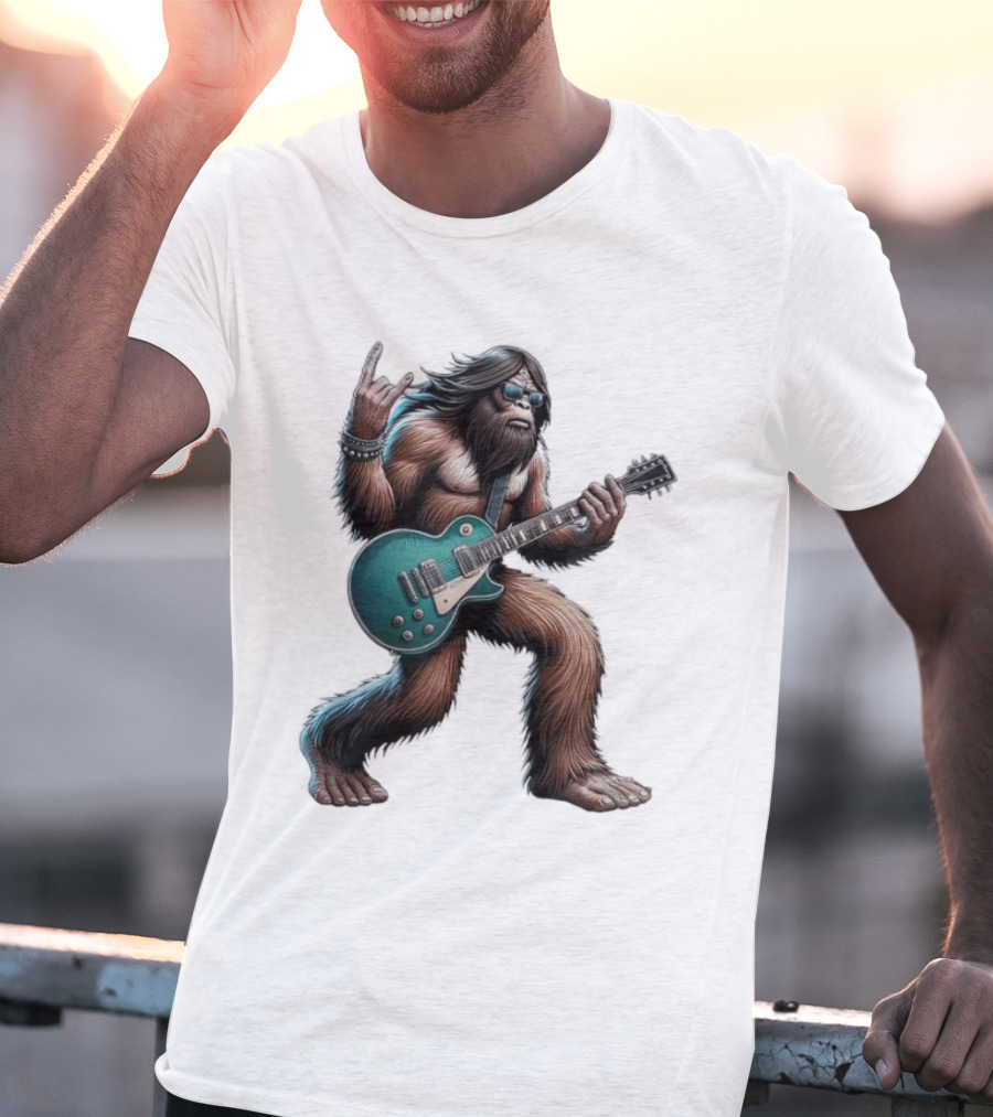 Bigfoot Rocking Out With Electric Guitar T-Shirt