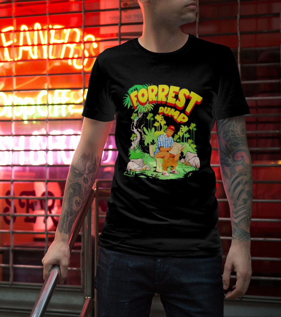 FORREST DUMP CARTOON TOILET JUNGLE READING T-Shirt