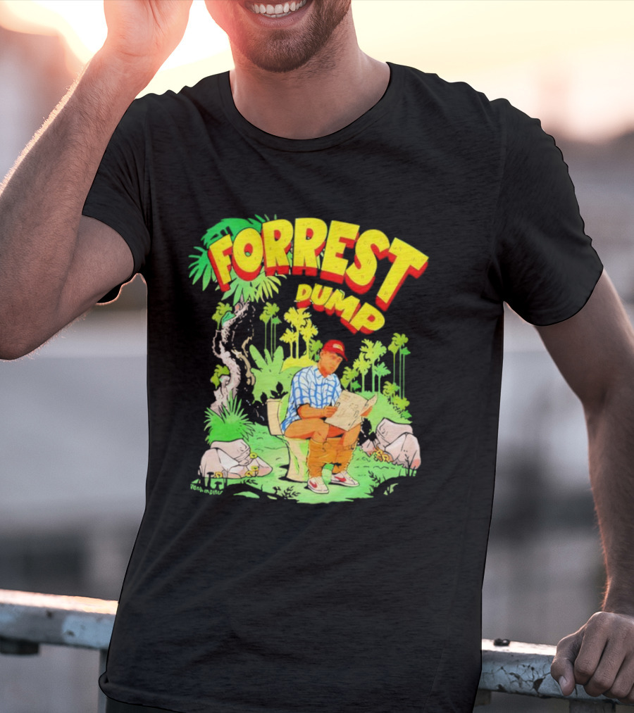 FORREST DUMP CARTOON TOILET JUNGLE READING T-Shirt