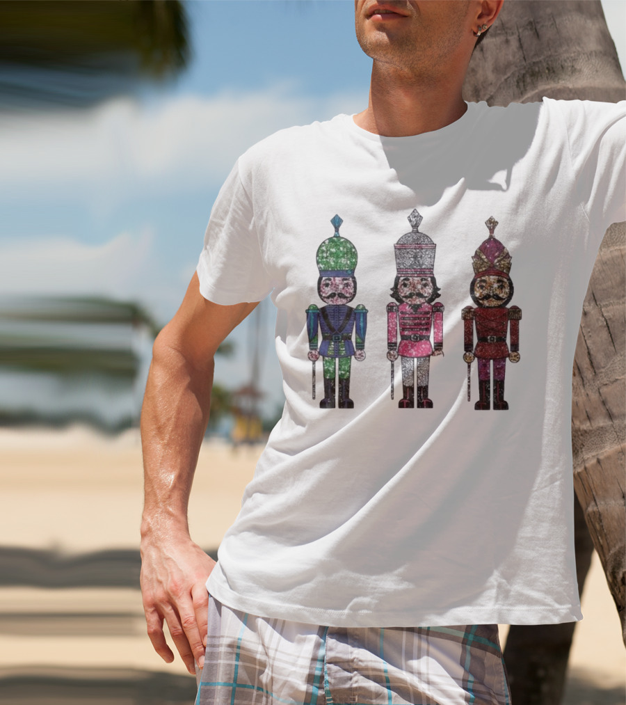 Nutcracker Christmas Glitter Soldiers Trio T-Shirt