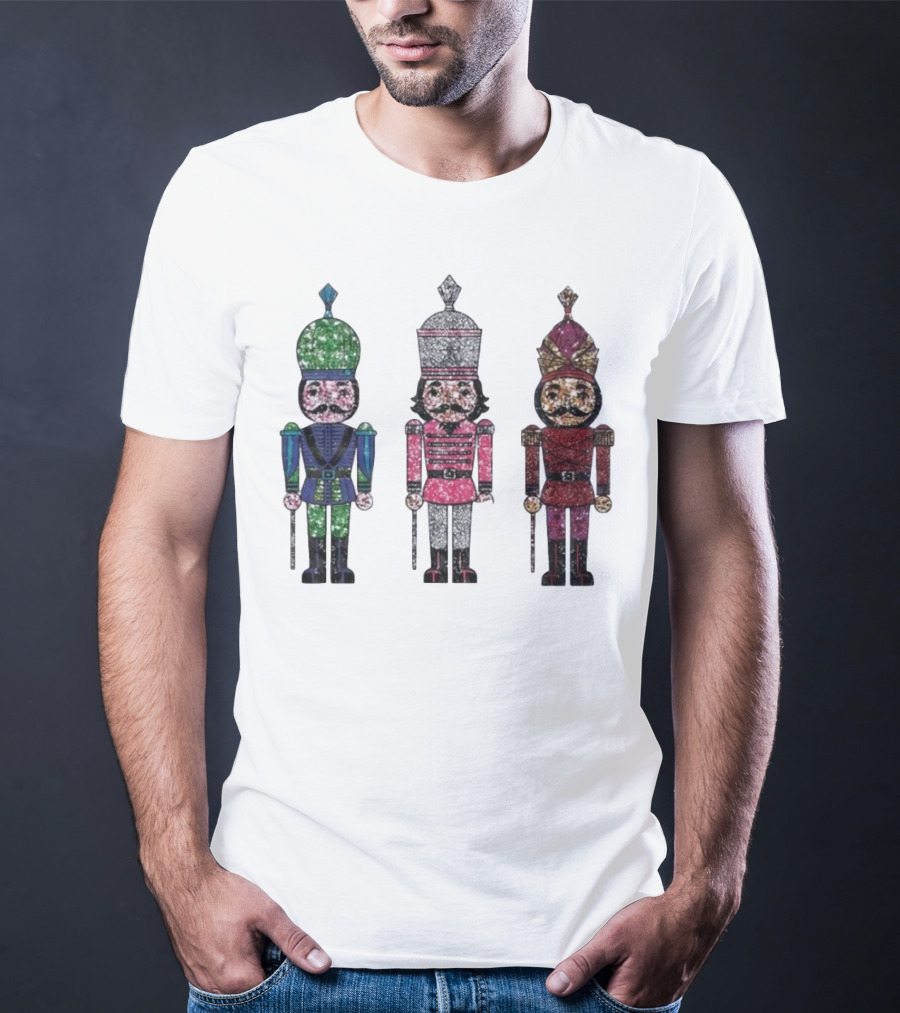 Nutcracker Christmas Glitter Soldiers Trio T-Shirt
