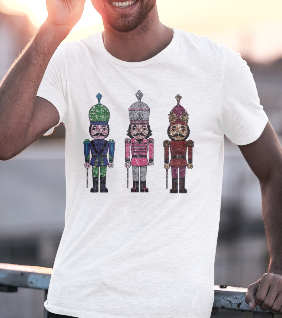 Nutcracker Christmas Glitter Soldiers Trio T-Shirt