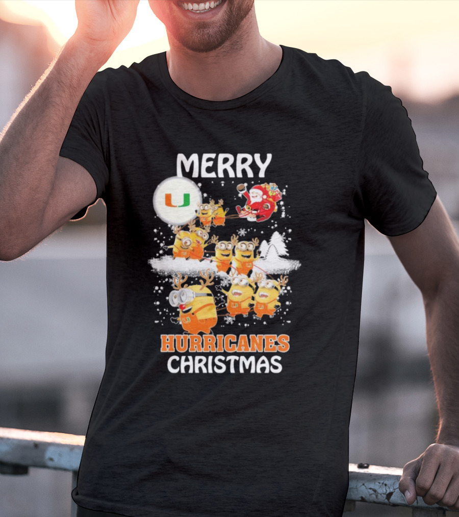 Merry Minions Miami Hurricanes Christmas T-Shirt