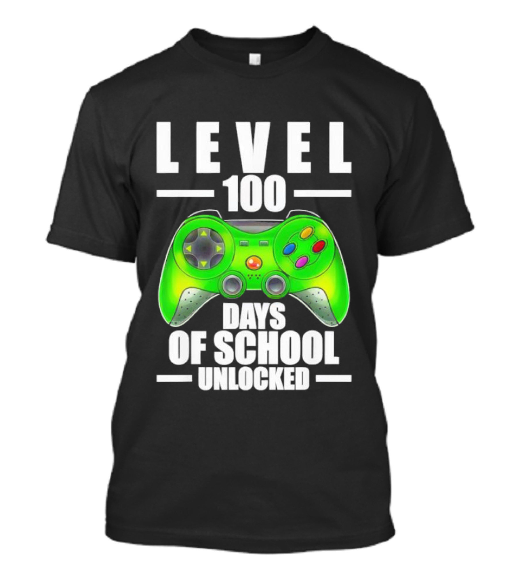 LEVEL 100 DAYS OF SCHOOL UNLOCKED GAMING CONTROLLER T-Shirt