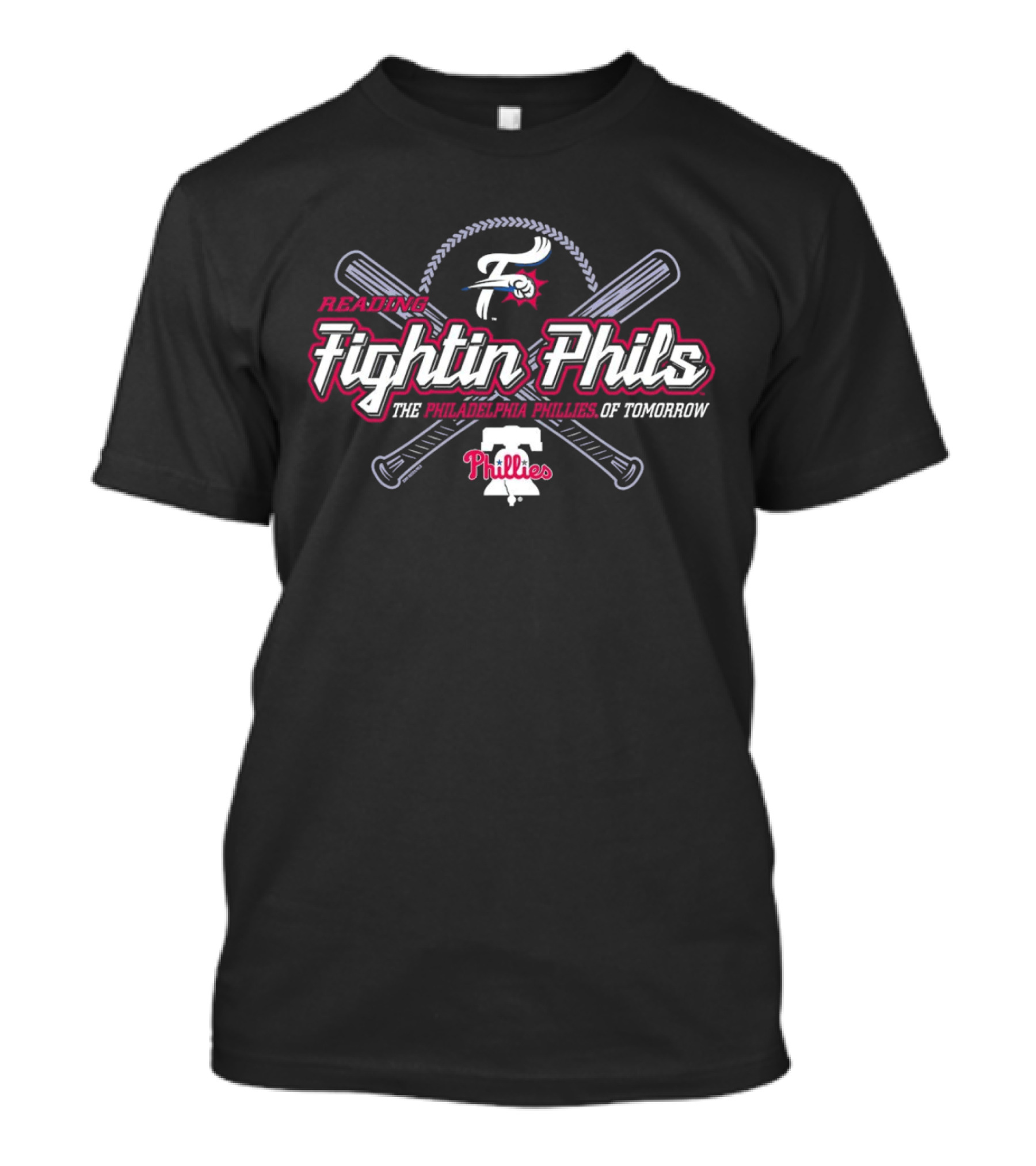 Reading Fightin Phils Philadelphia Phillies Of Tomorrow Phillies Logo With Crossed Bats T-Shirt