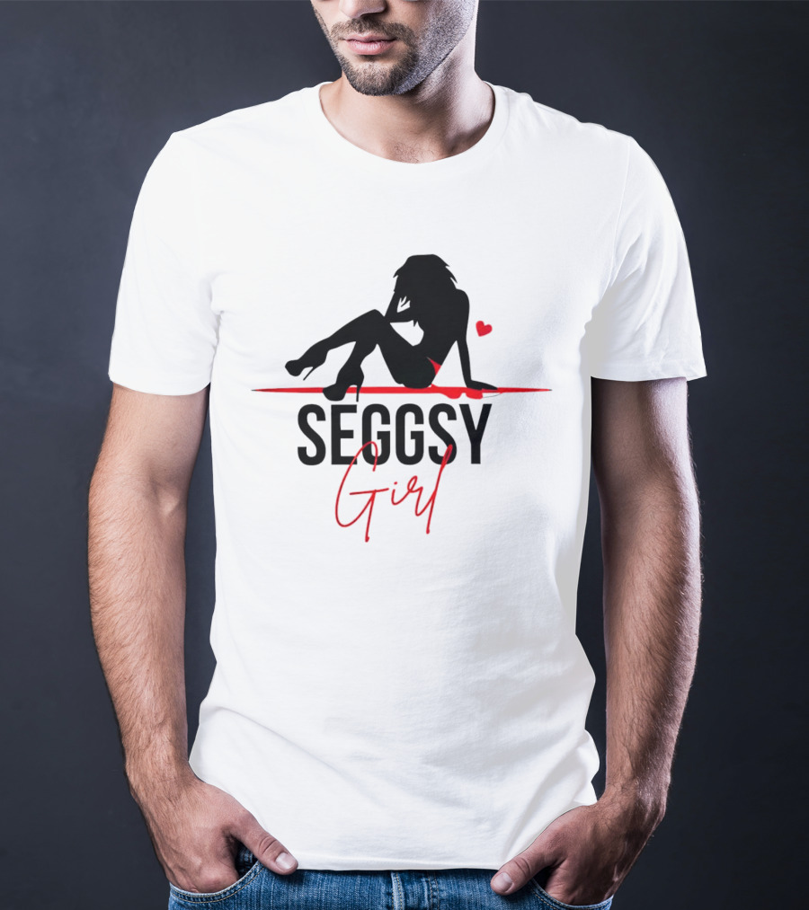 Seggsy Girl Silhouette With Heart And Red Accents T-Shirt