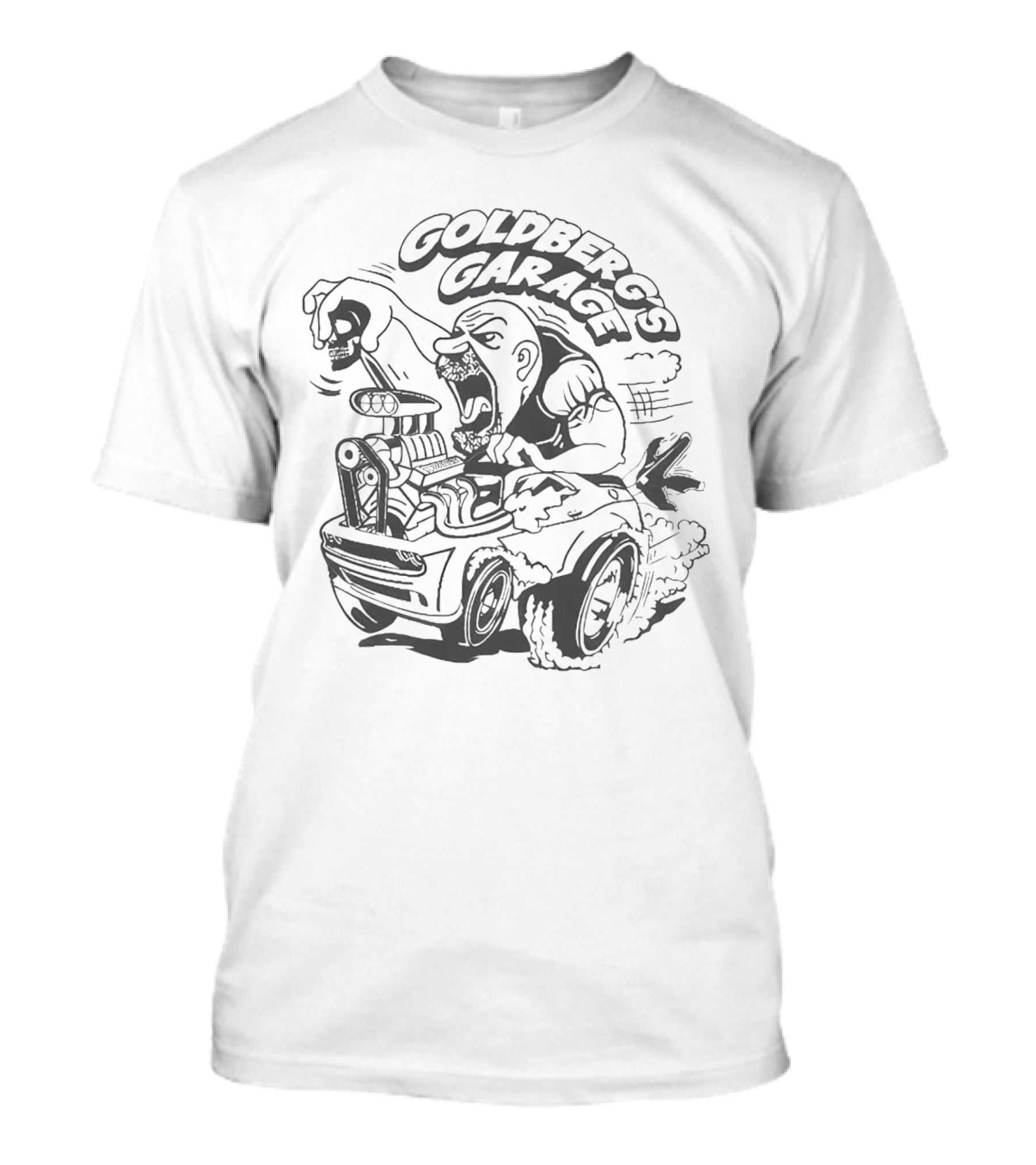 GOLDBERG'S GARAGE SPEED DEMON SKULL HOT ROD T-Shirt