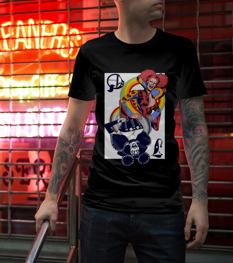 Jimbo Queen Of Hearts Playing Card Rainbow Drag T-Shirt