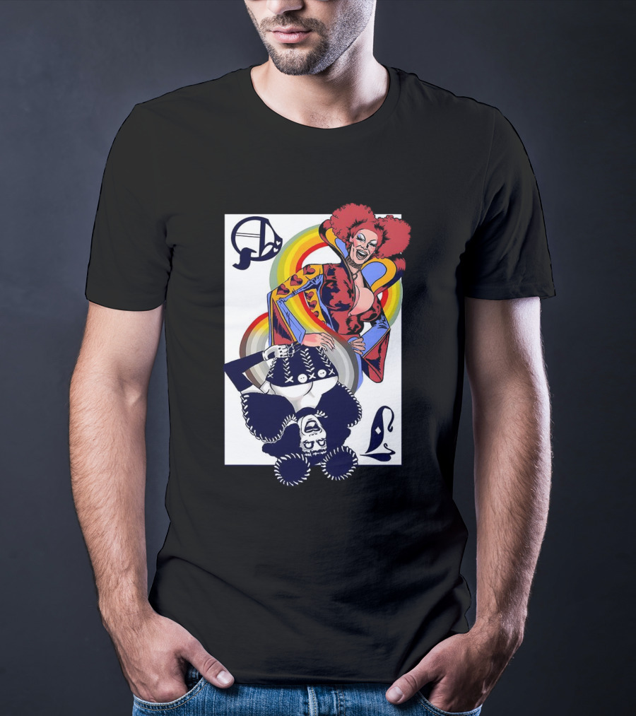 Jimbo Queen Of Hearts Playing Card Rainbow Drag T-Shirt