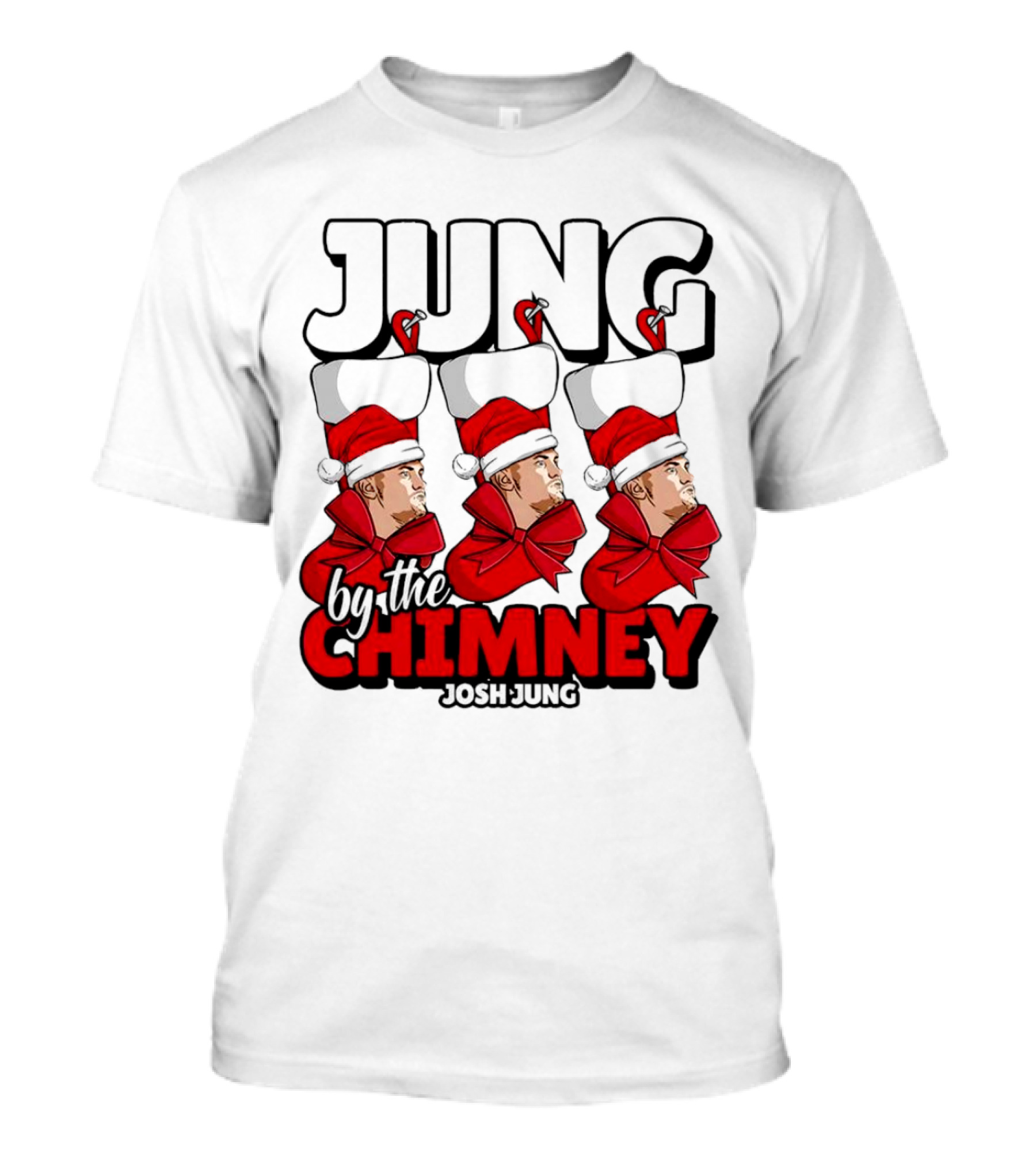 Jung By The Chimney Josh Jung Texas Rangers Santa Hat Bow T-Shirt