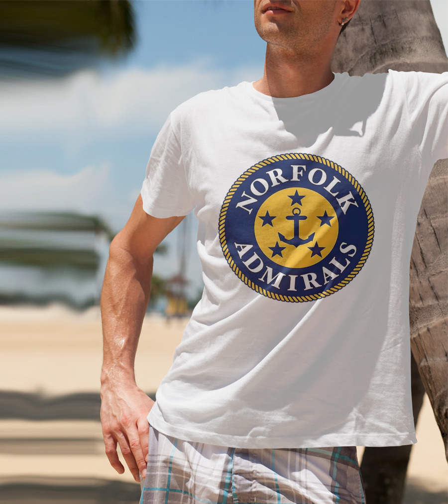 Norfolk Admirals Anchored Stars Emblem Navy Yellow T-Shirt