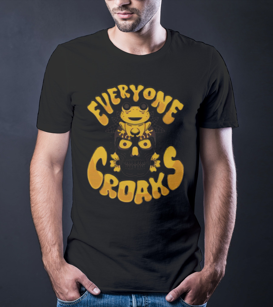 Everyone Croaks Frog On Skull T-Shirt