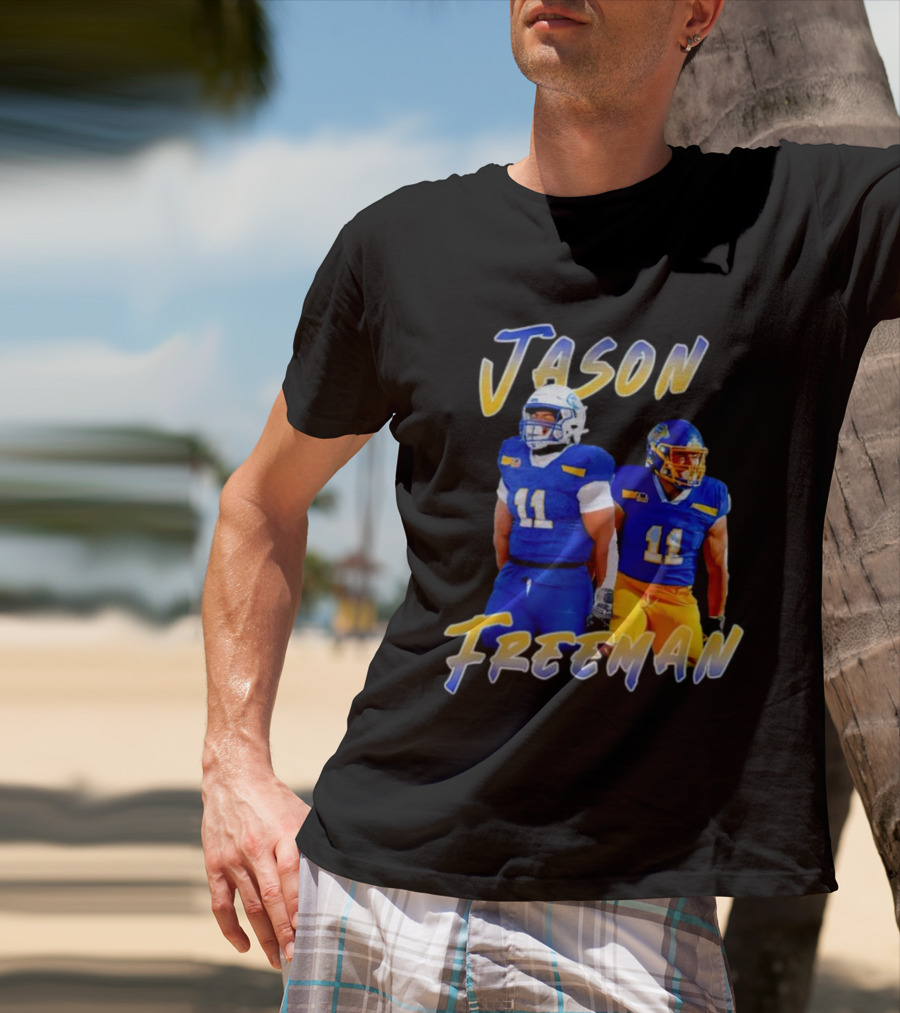 Jason Freeman Football Gameday 11 Blue And Yellow Gear T-Shirt