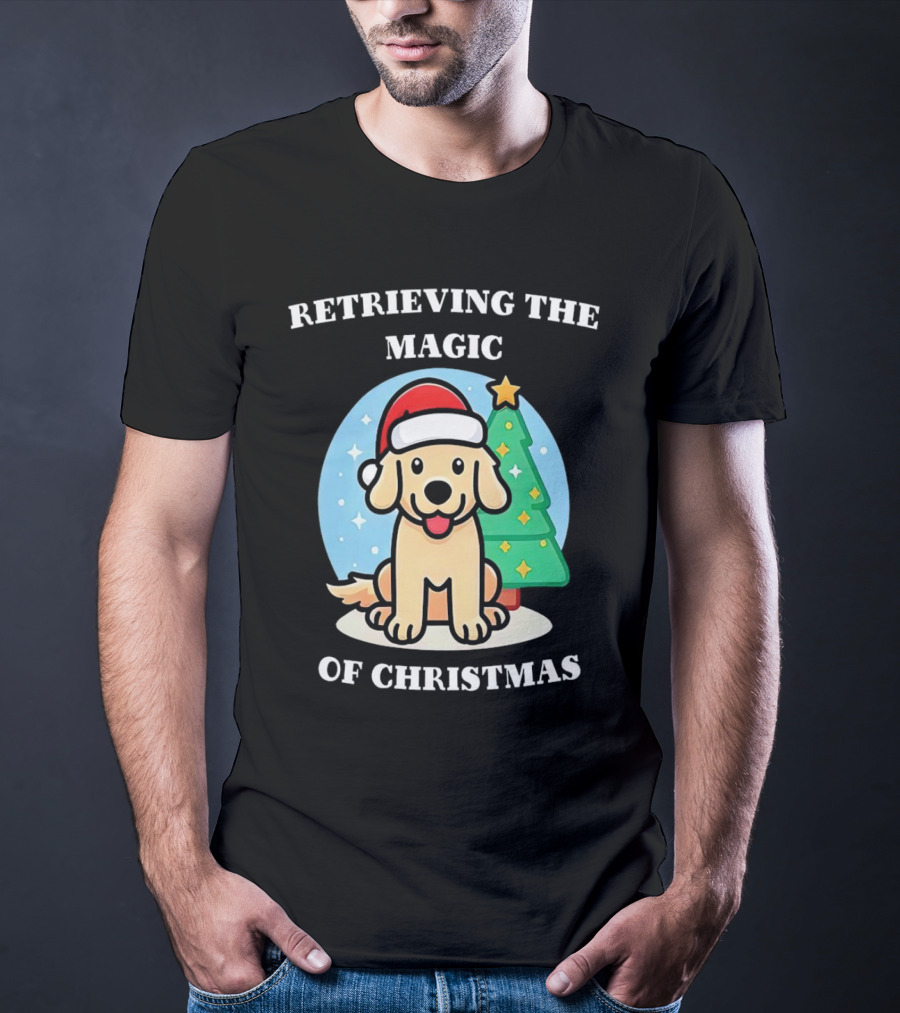 Retrieving The Magic Of Christmas With Santa Dog And Christmas Tree T-Shirt