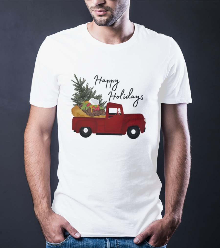 Happy Holidays Red Truck With Taco And Tree T-Shirt