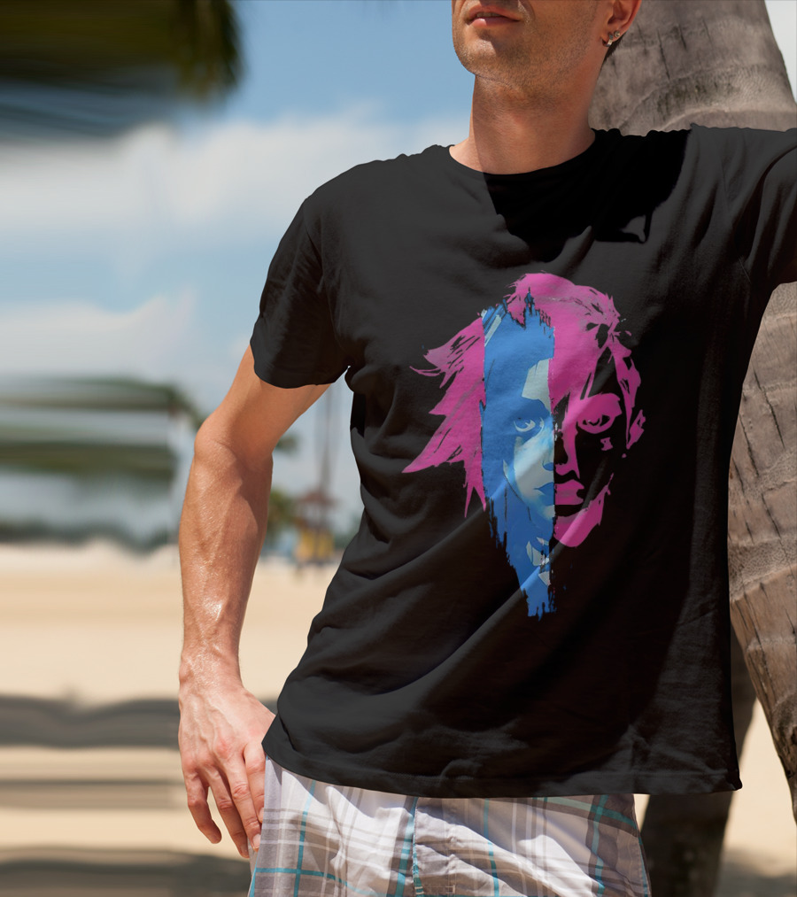 Arcane Vi And Jinx Split Face Blue And Pink T-Shirt