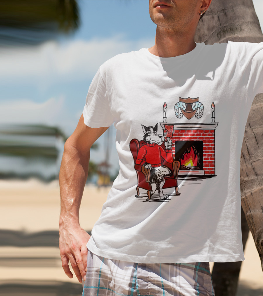 NC State Wolfpack Cozy Fireplace Christmas Scene Sweater Wolf T-Shirt