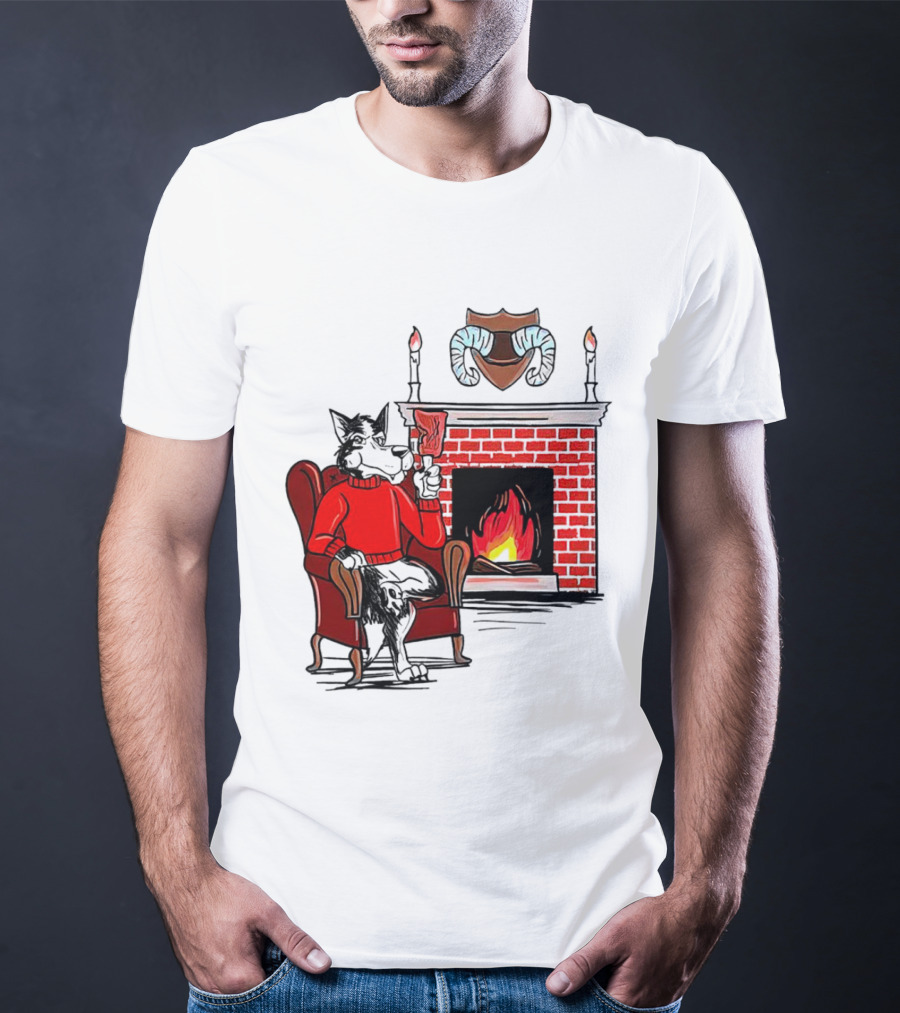 NC State Wolfpack Cozy Fireplace Christmas Scene Sweater Wolf T-Shirt