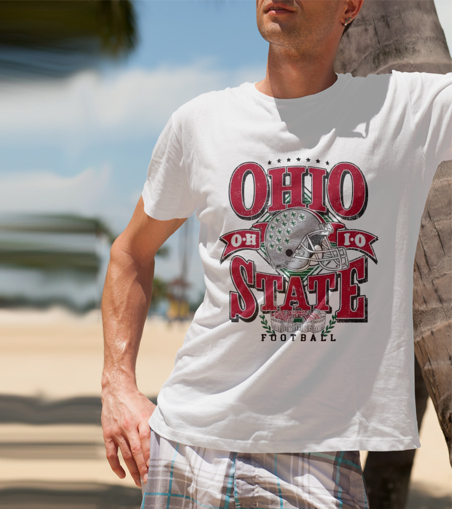 Ohio State Buckeyes Football Helmet Stadium Vintage T-Shirt