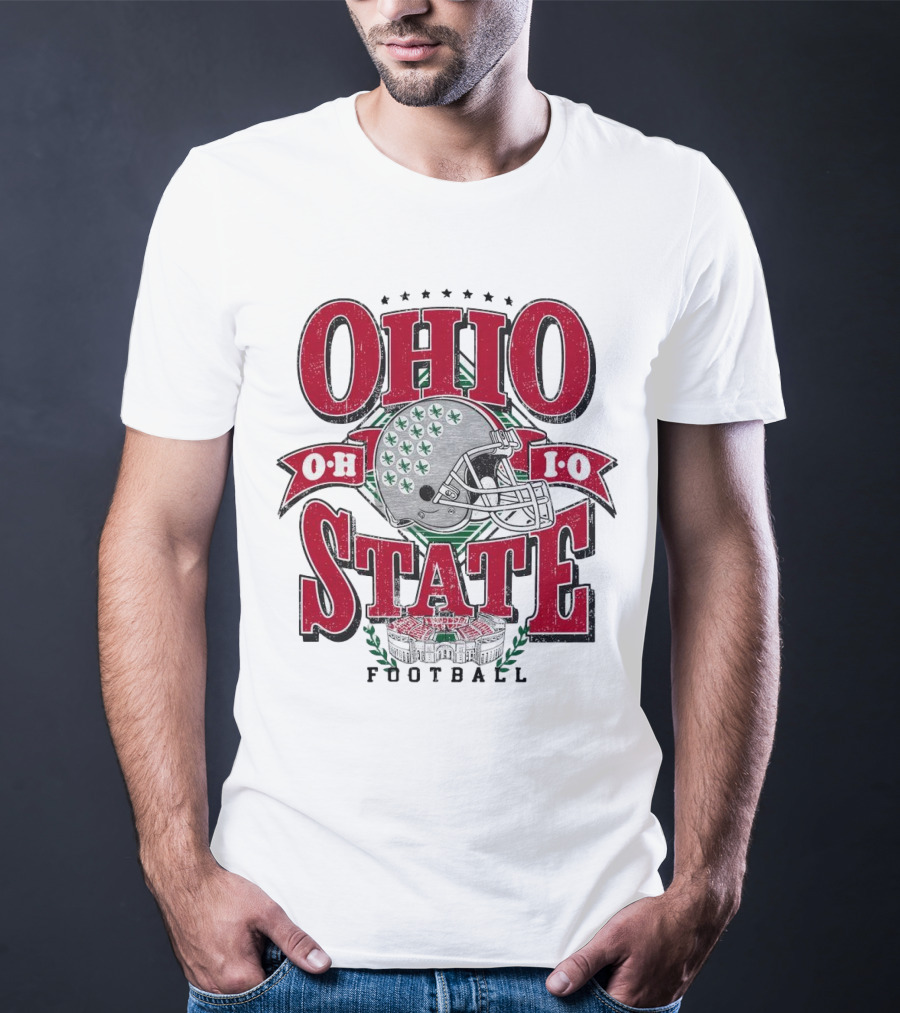 Ohio State Buckeyes Football Helmet Stadium Vintage T-Shirt