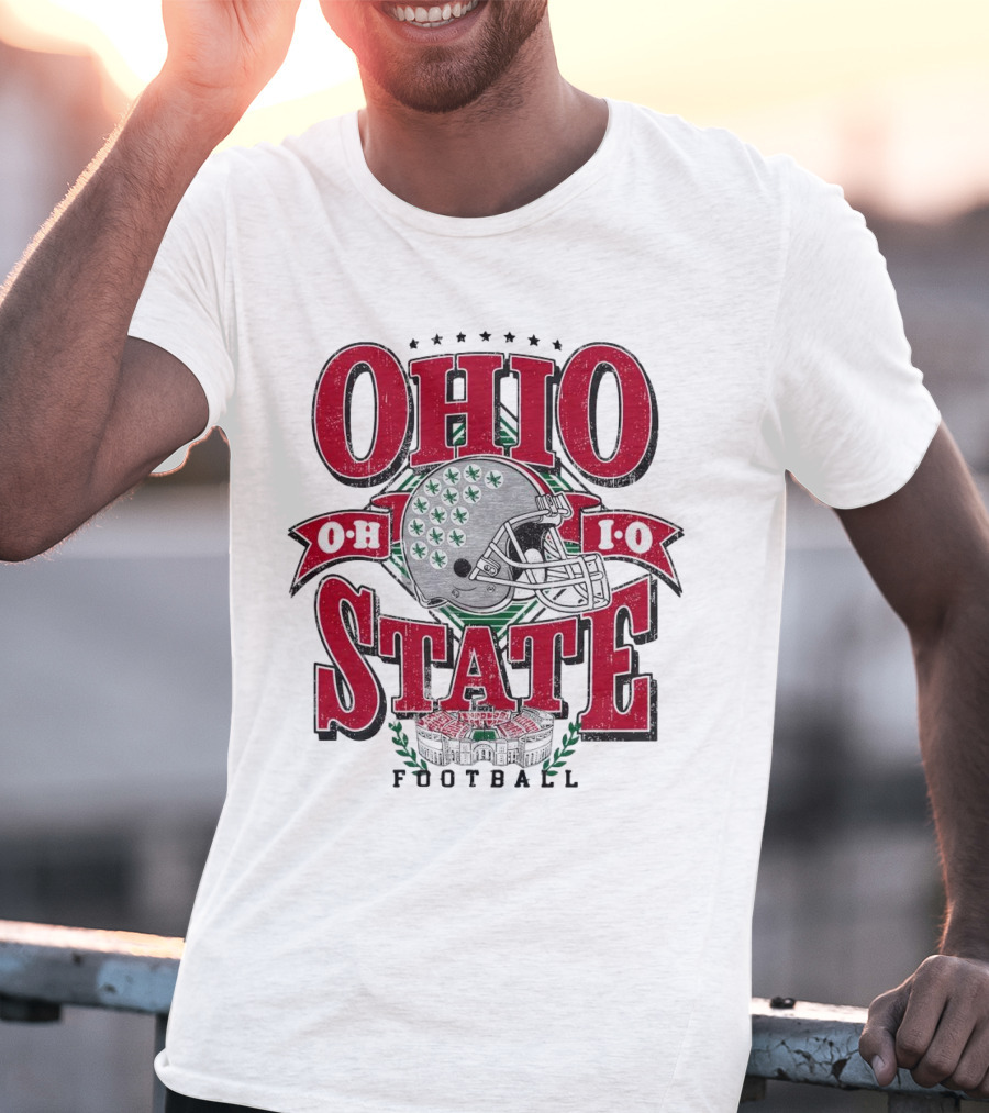Ohio State Buckeyes Football Helmet Stadium Vintage T-Shirt