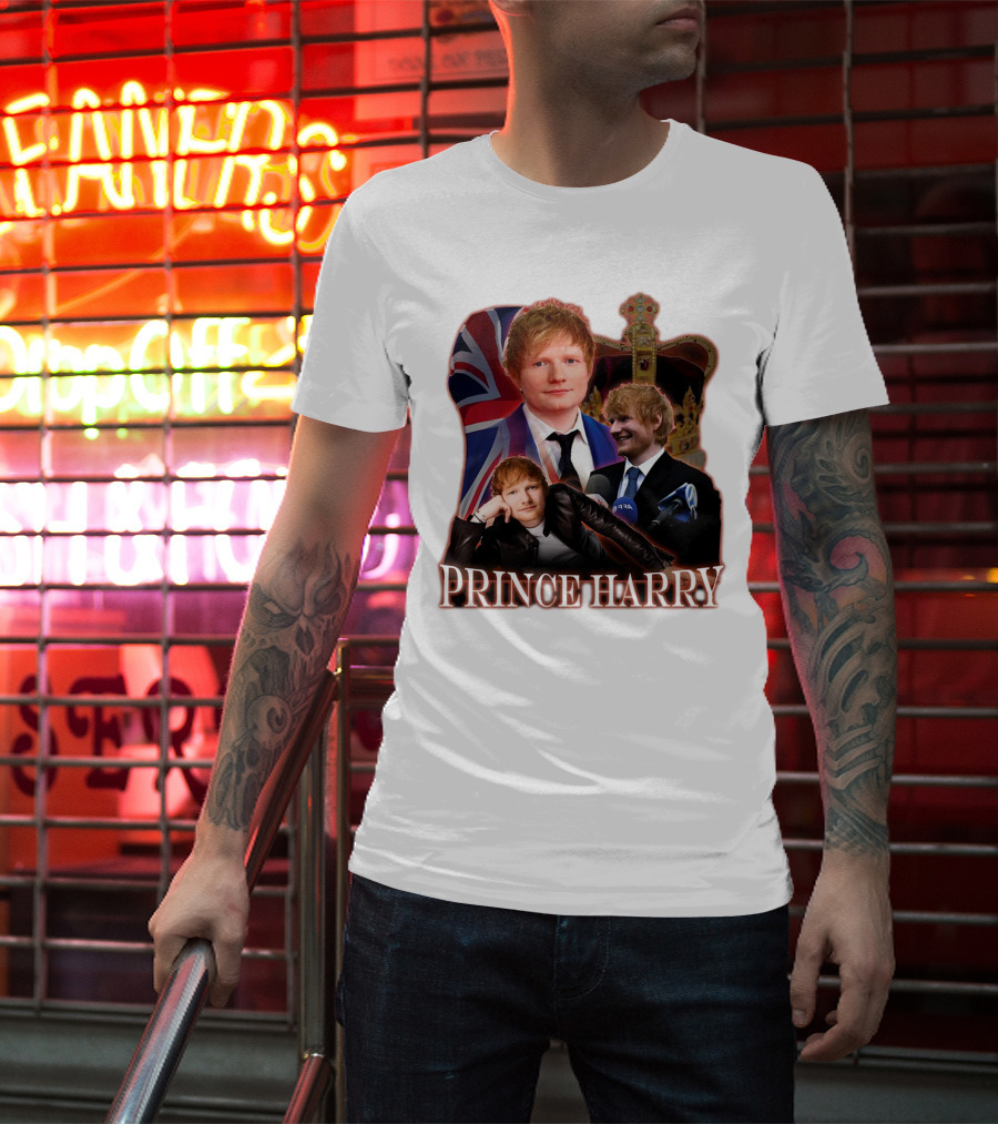 Prince Harry Ed Sheeran Union Jack Crown T-Shirt