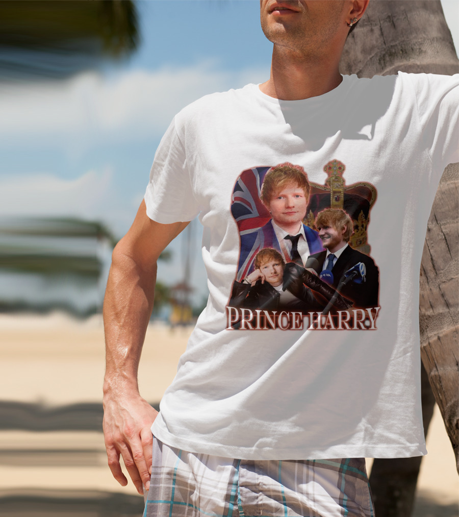 Prince Harry Ed Sheeran Union Jack Crown T-Shirt