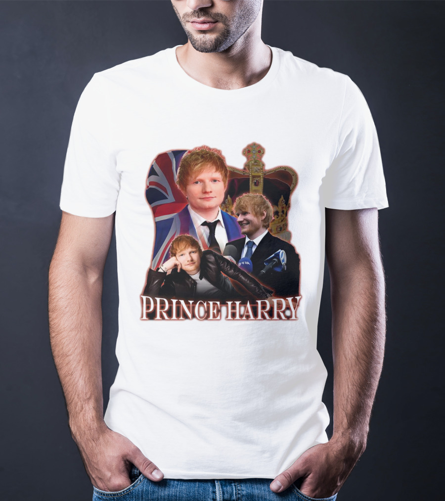 Prince Harry Ed Sheeran Union Jack Crown T-Shirt